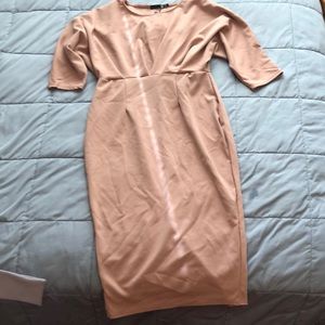 Pleat Detail Pencil Midi Dress